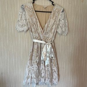Southern Fried Chics Cream Lace dress